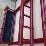 Old vintage red lacquered bamboo Asian coat rack