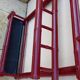 Old vintage red lacquered bamboo Asian coat rack