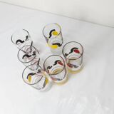 Set de 6 verres à eau 1970 sérigraphié