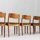 Vintage Danish solid teak dining room chairs Juul Kristensen set of 6