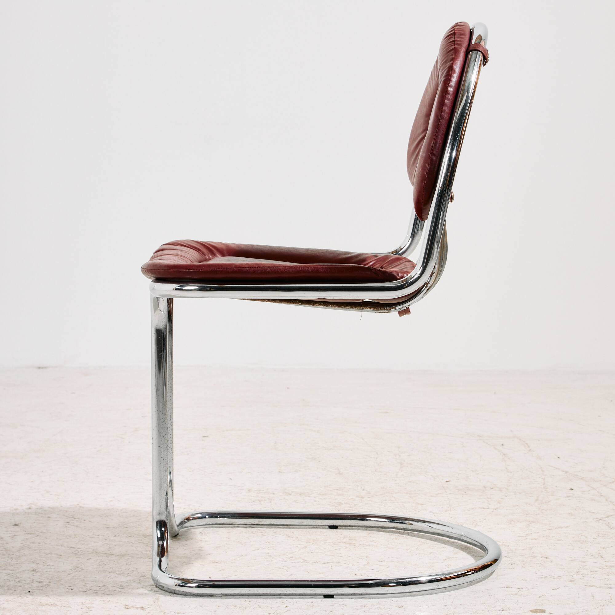 Italian chrome and leather dining set by Gastone Rinaldi, set of 7.