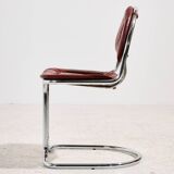 Italian chrome and leather dining set by Gastone Rinaldi, set of 7.