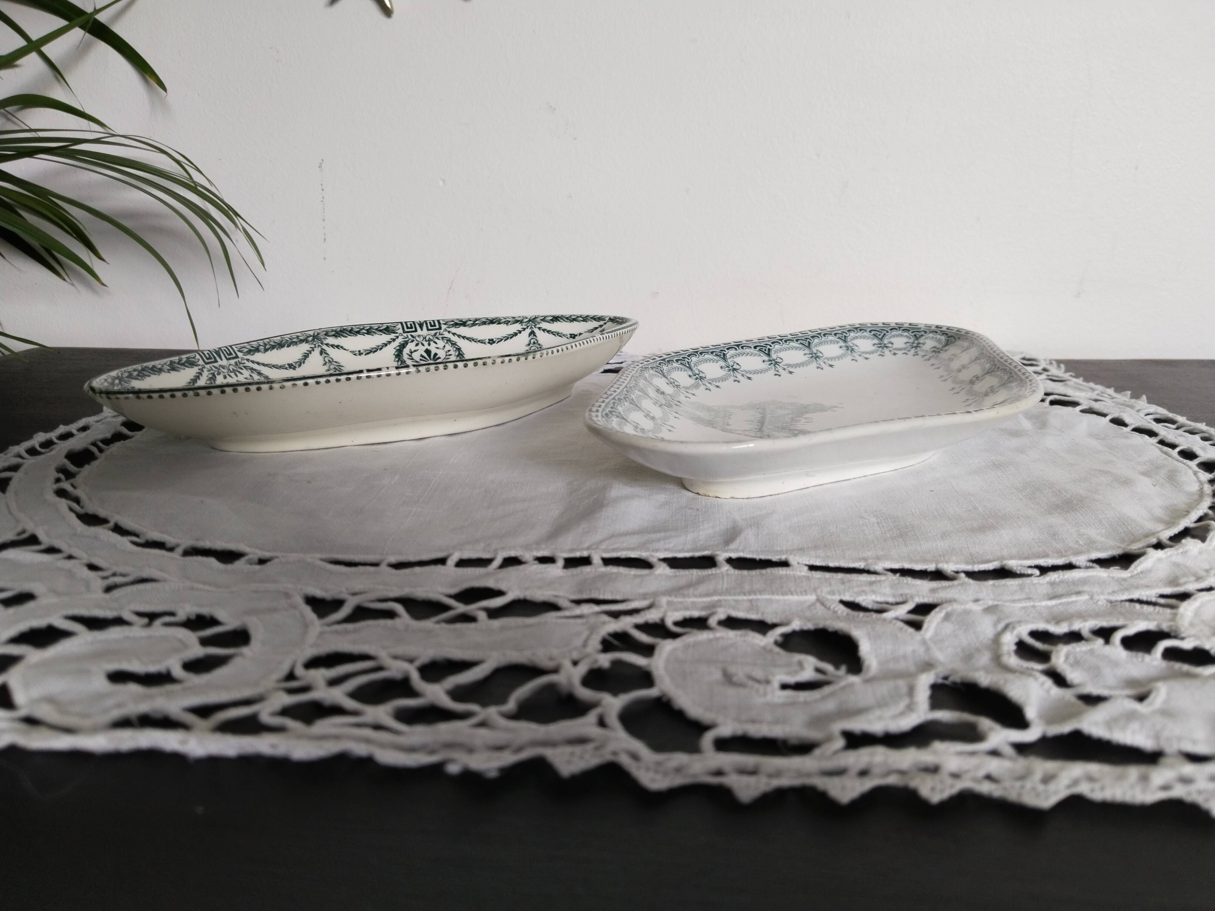 Lot of 2 earthenware bowls from Sarreguemines, Terre de Fer, Mazarin, Choisy