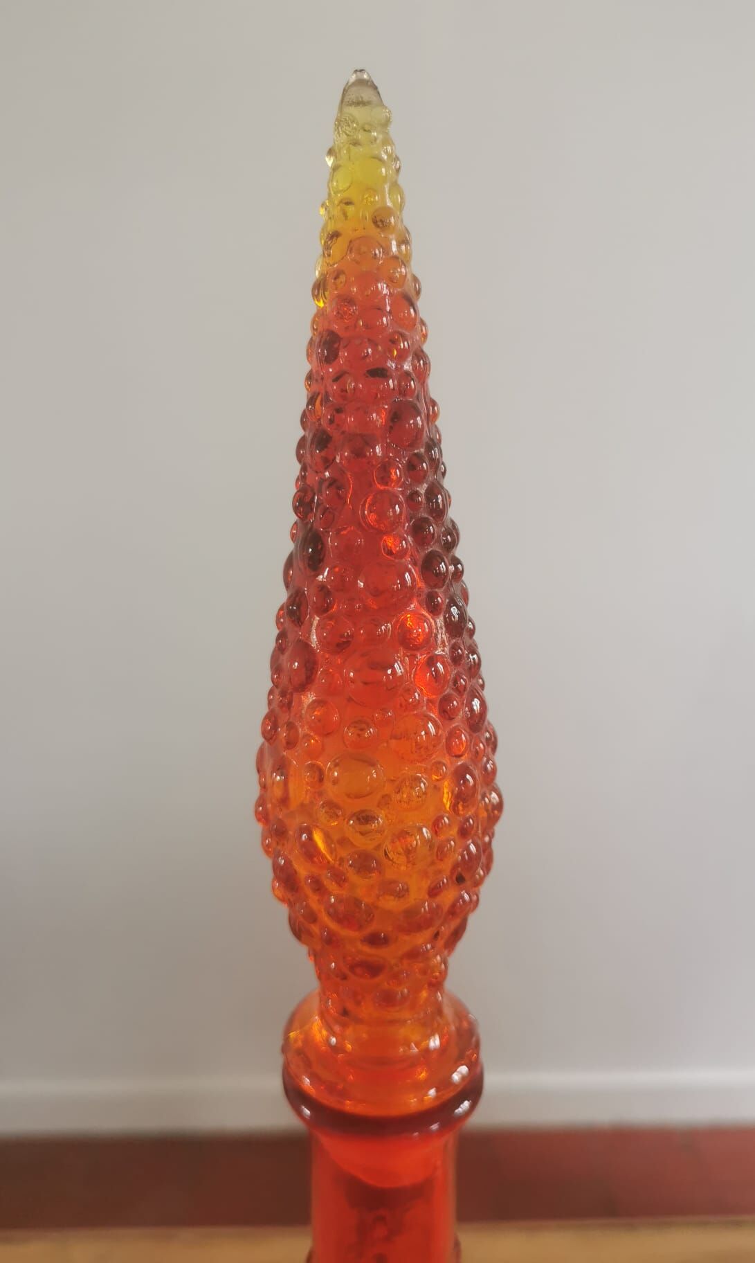 Italian carafe in Empoli glass color orange red 70
