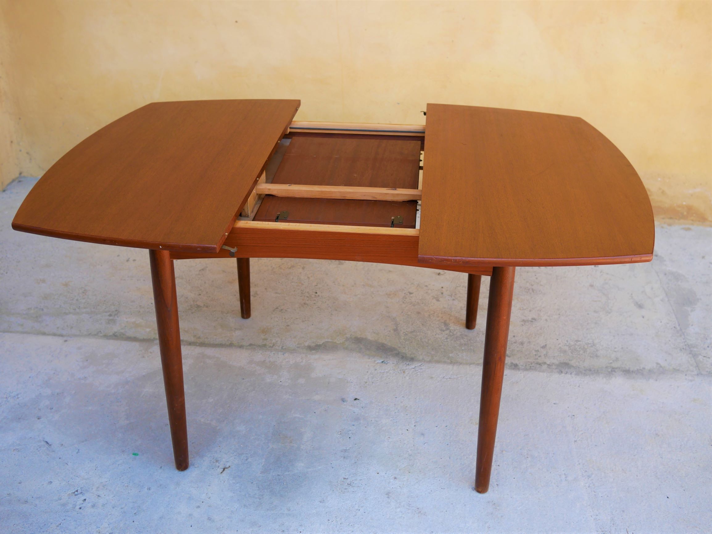 Scandinavian dining table extendable teak by Henry Walter Klein