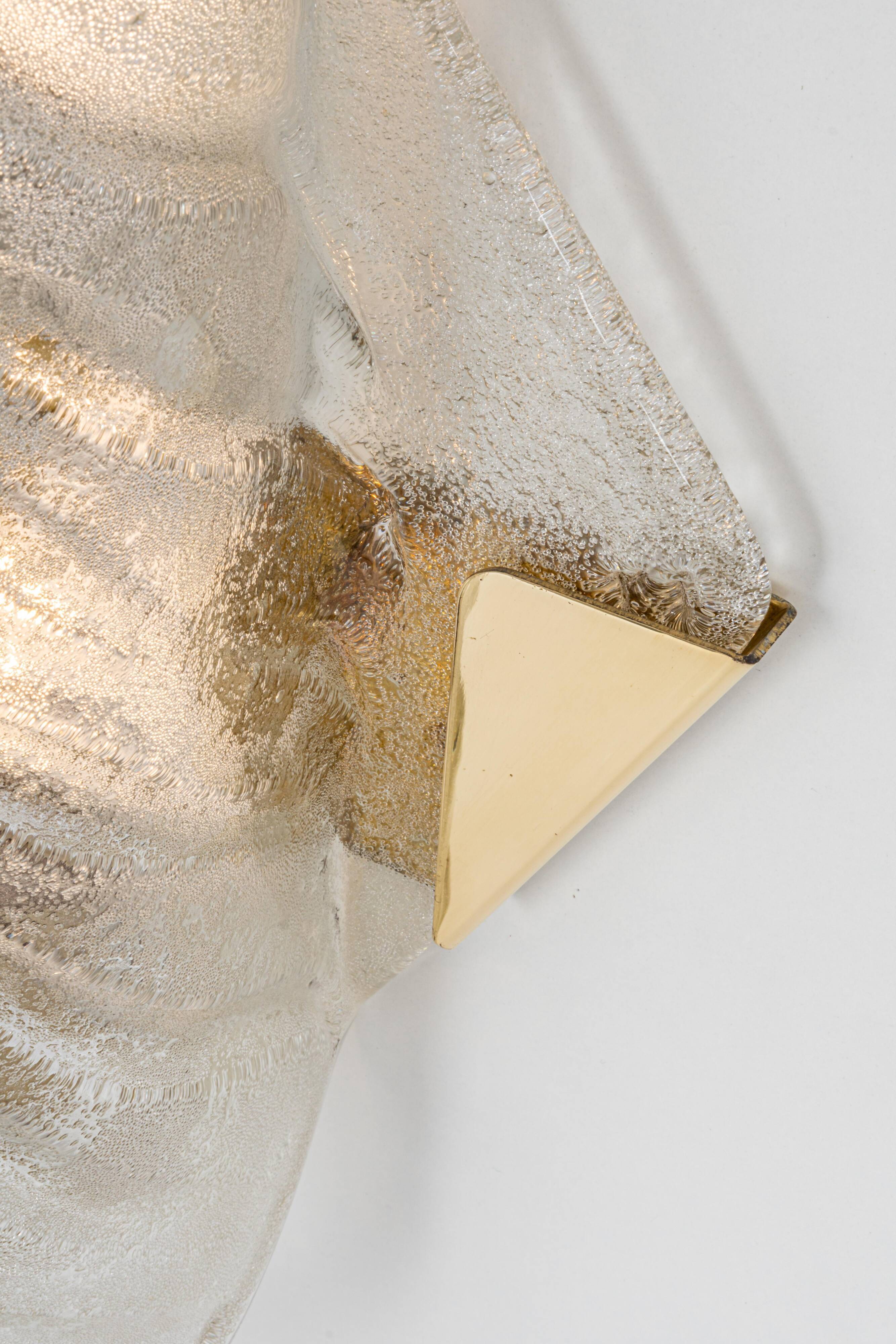 Paire de grandes appliques murales angulaires en verre Murano par Hillebrand, Allemagne, années 1960