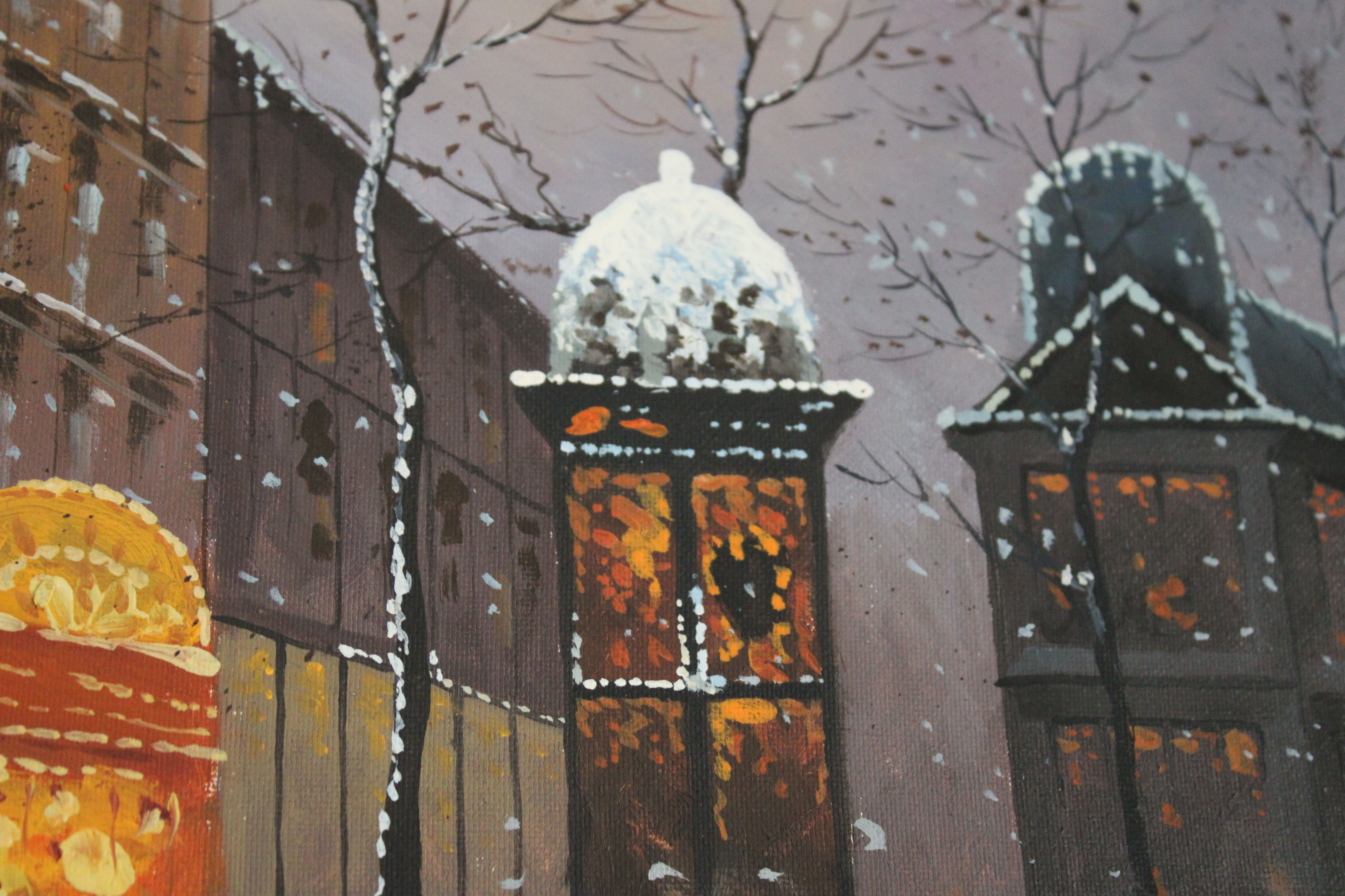 Painting signed the Moulin Rouge under the snow