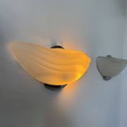 Pair of vintage chrome and sandblasted glass wall lights, Italy, 1970s