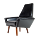 Danish teak & faux leather lounge armchair 60s
