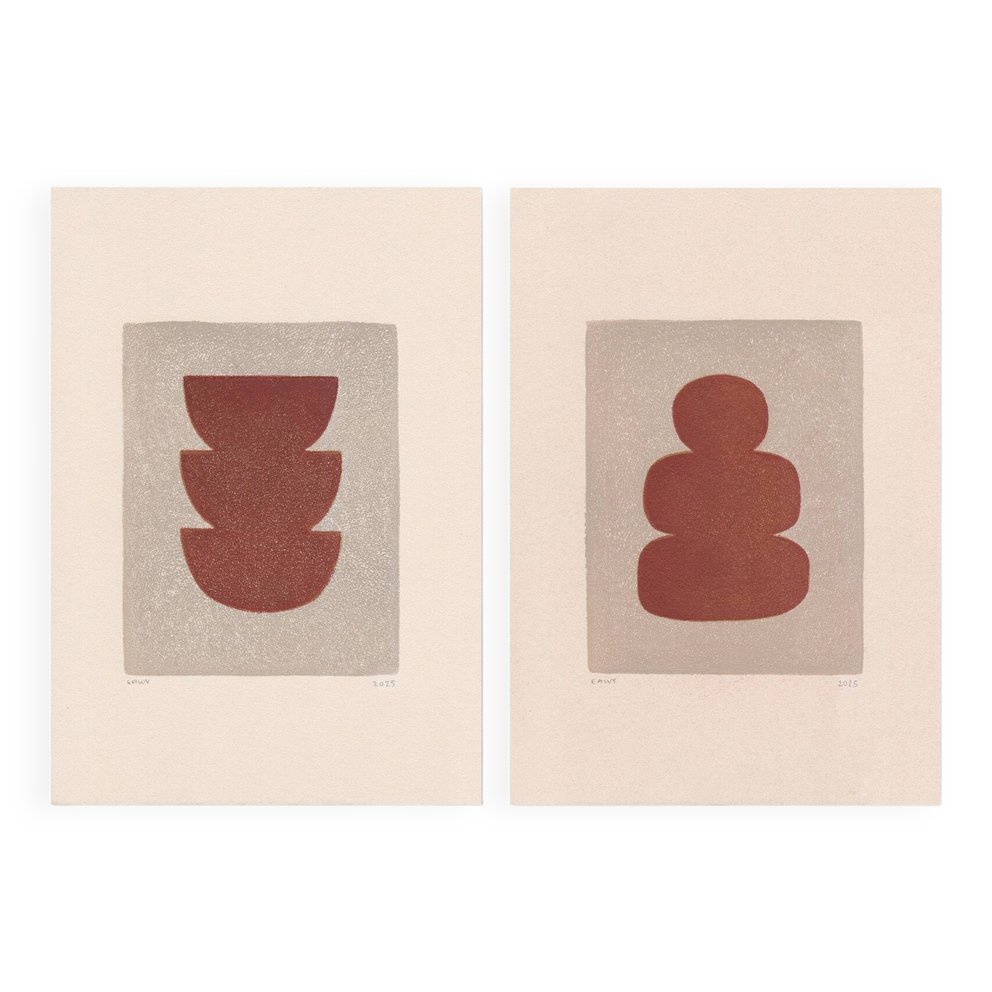 A pair of abstract paintings on paper, signed eawy