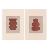 A pair of abstract paintings on paper, signed eawy