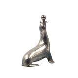 Art deco silverplated brass Seal sculpture, France 1940s