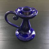 Indigo earthenware candlestick