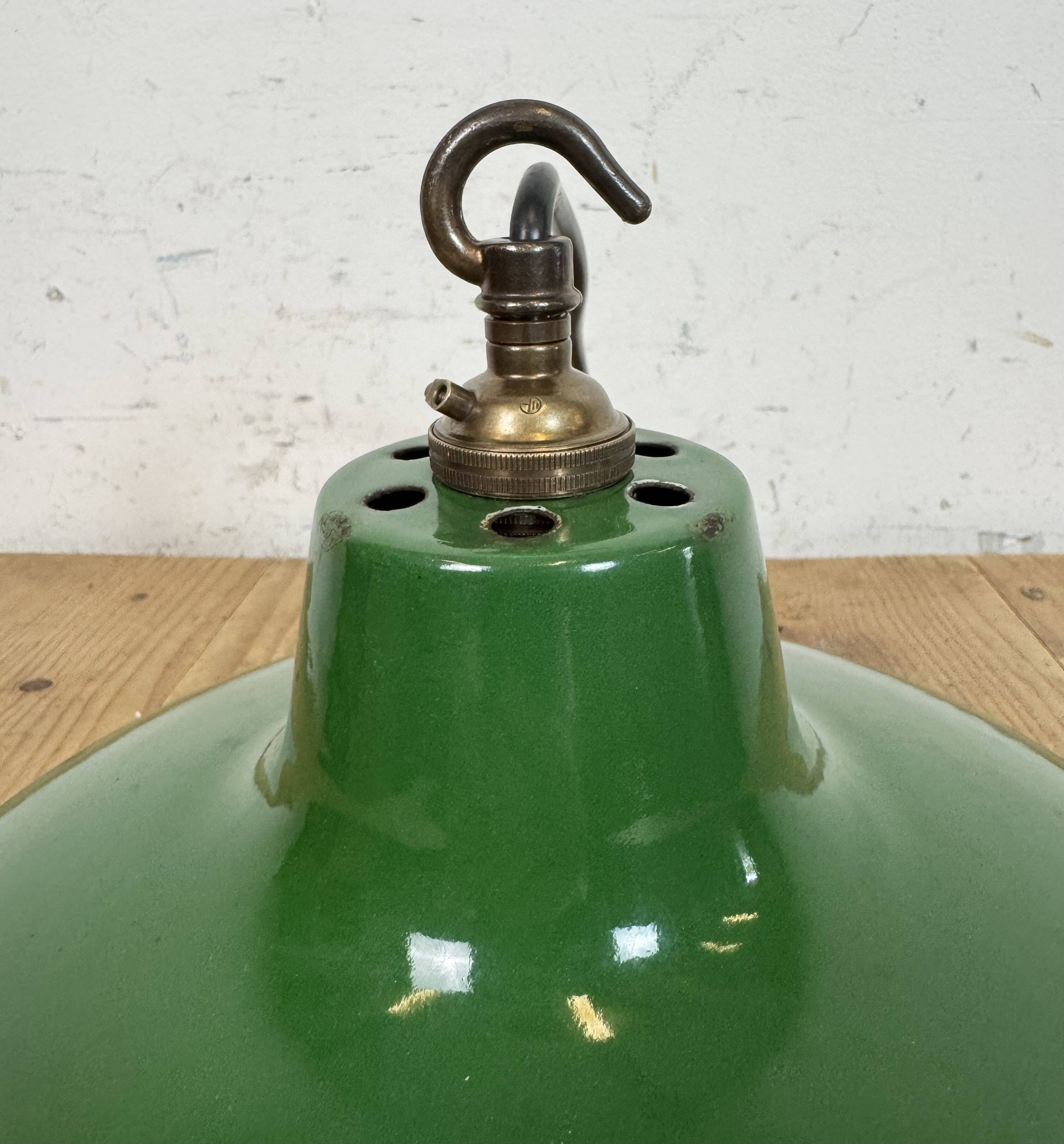Industrial Green Enamel Factory Pendant Lamp from Revo, 1950s