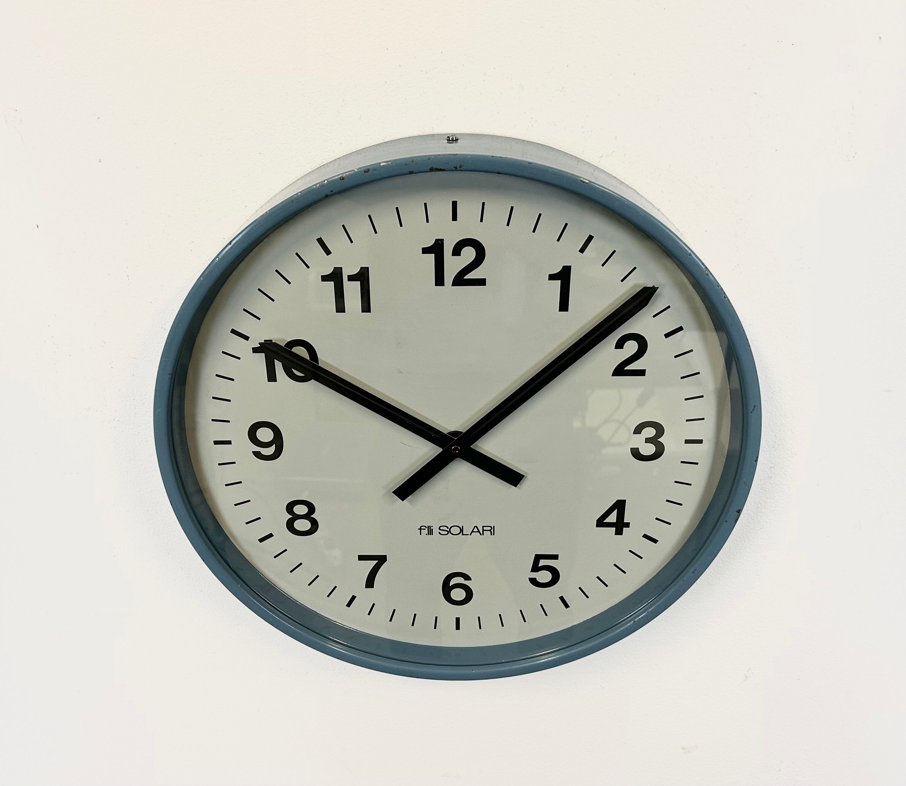Grey Industrial Italien Wall Clock from Fratelli Solari Udine, 1970s