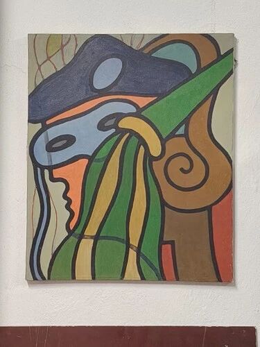 Oil painting on canvas "mask" franco prayer (1924) 50 x 60 cm