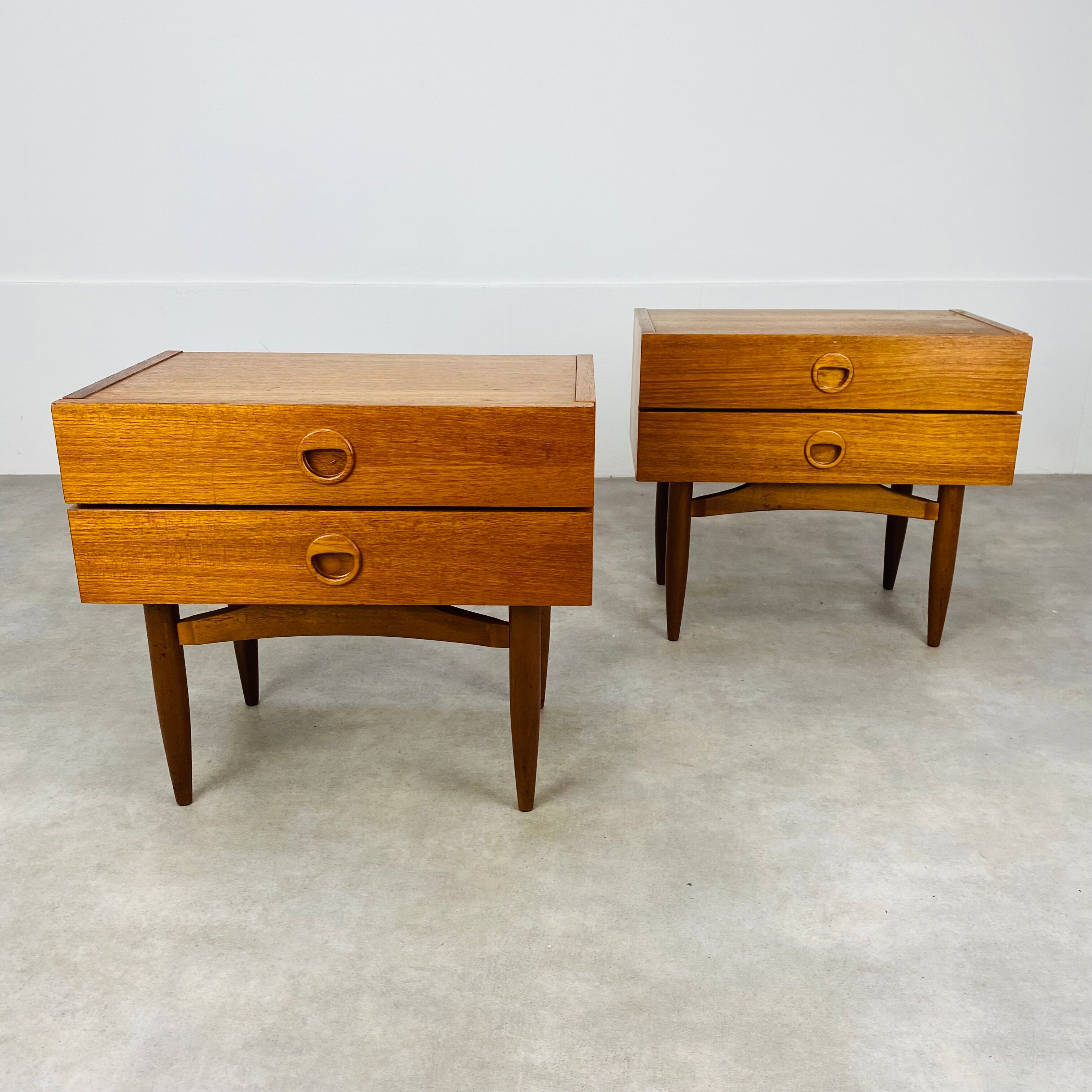 Pair of Scandinavian teak bedside tables 60s