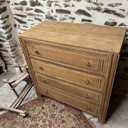 Superb 4-drawer chest of drawers from the 50s in raw wood