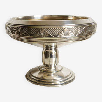 Cup or compotier on art deco pedestal in silver metal