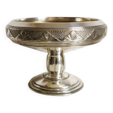 Cup or compotier on art deco pedestal in silver metal