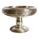 Cup or compotier on art deco pedestal in silver metal