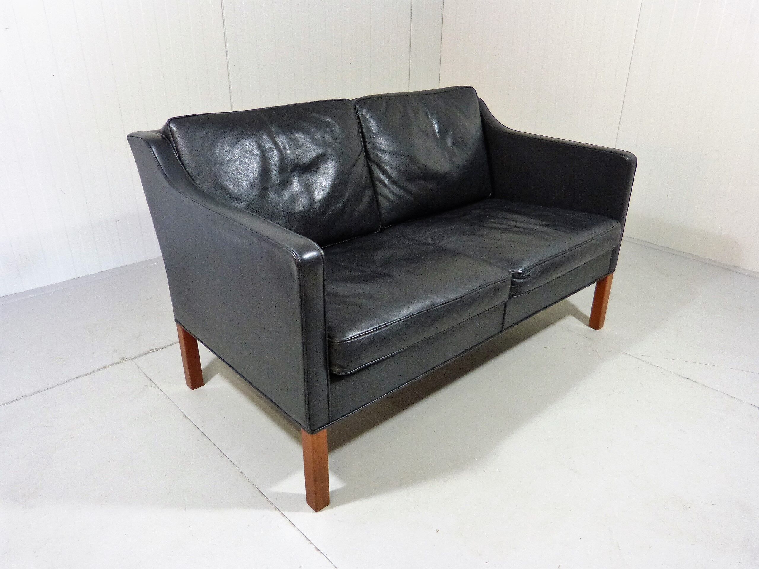 Black leather sofa by Børge Mogensen for Fredericia, Denmark