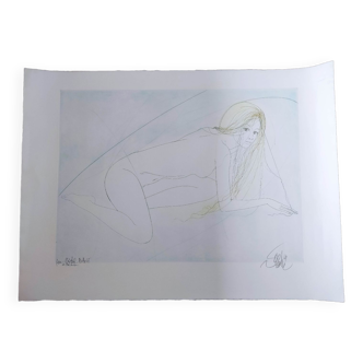 Delicate woman - original hand-signed lithograph - Jean-Baptiste Valadie