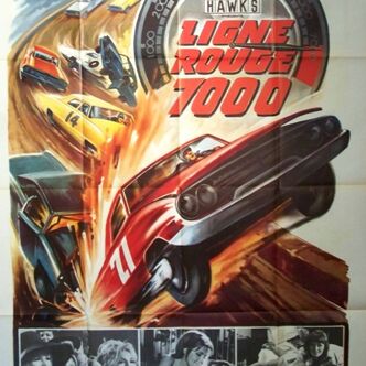 Affiche cinéma originale 1965.Ligne rouge 7000.course automobile,voiture