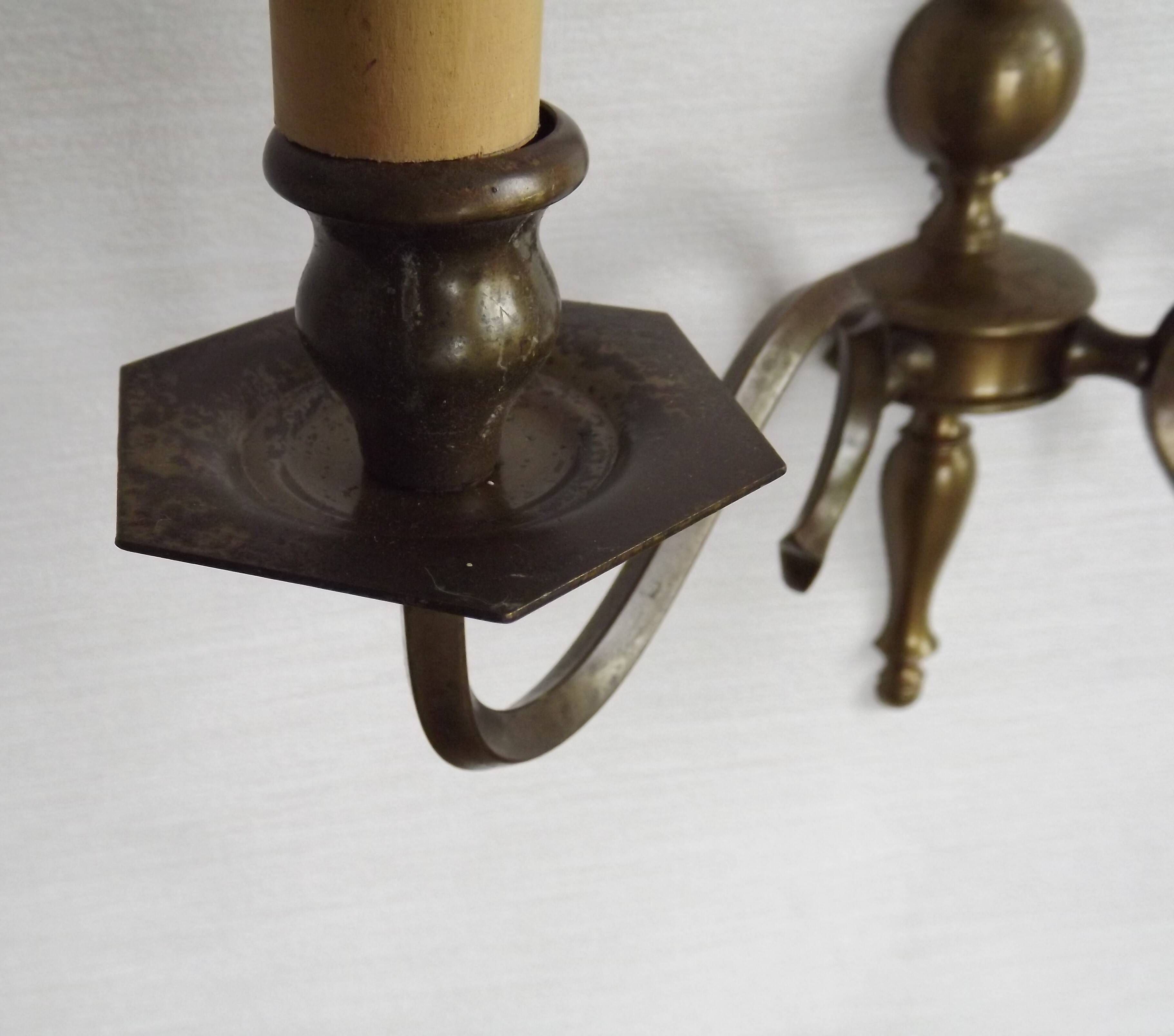 Pair of Double French Vintage Bronze Effect Metal Flemish Wall Lights