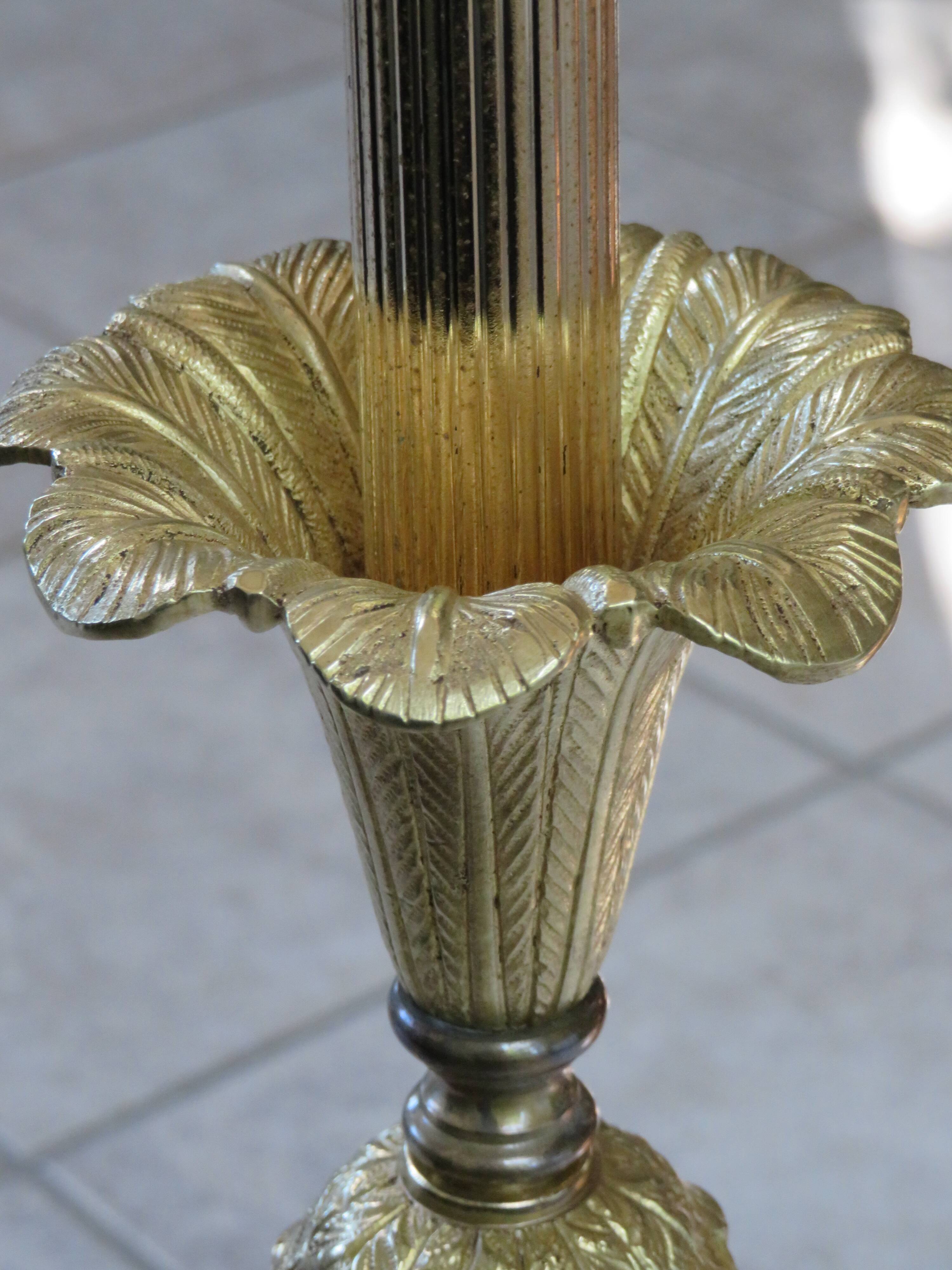 Bronze and blue porcelain floor lamp from the early 20th century.