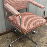 Vintage armchair 1970 chrome and velvet Wilhelm Ritz