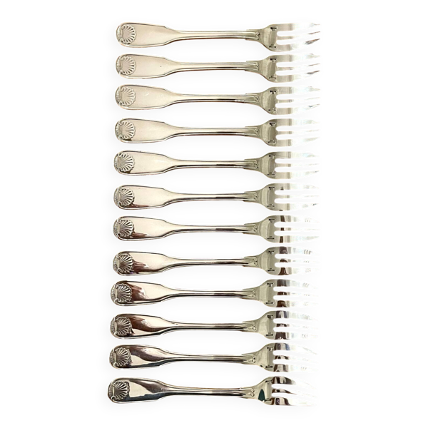 Christofle France ,12 fourchettes à gâteaux dessert 1970/1980 état neu