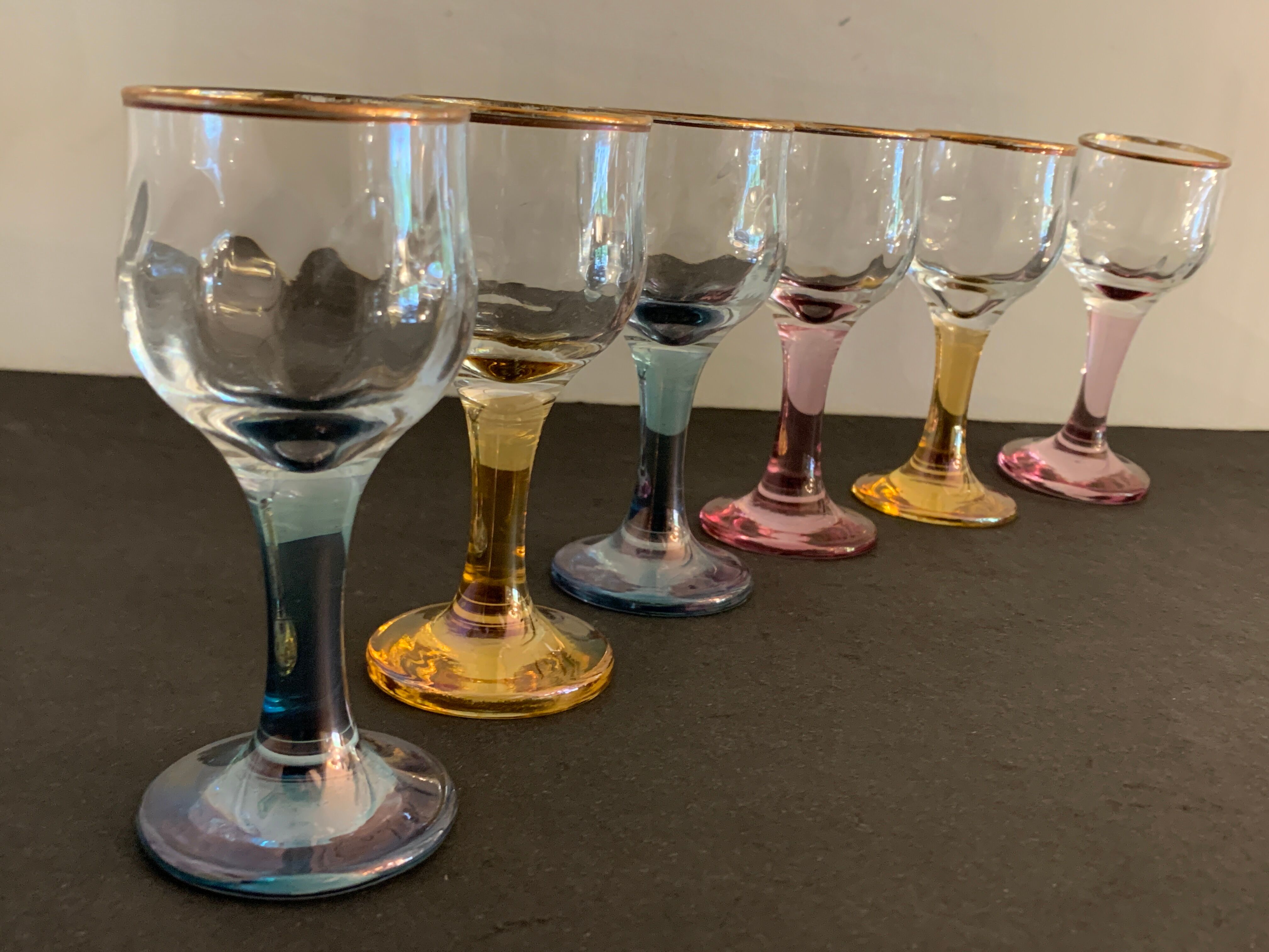 6 verres à digestif soufflés verrerie italienne Venise, Murano, A. Dal Borgo