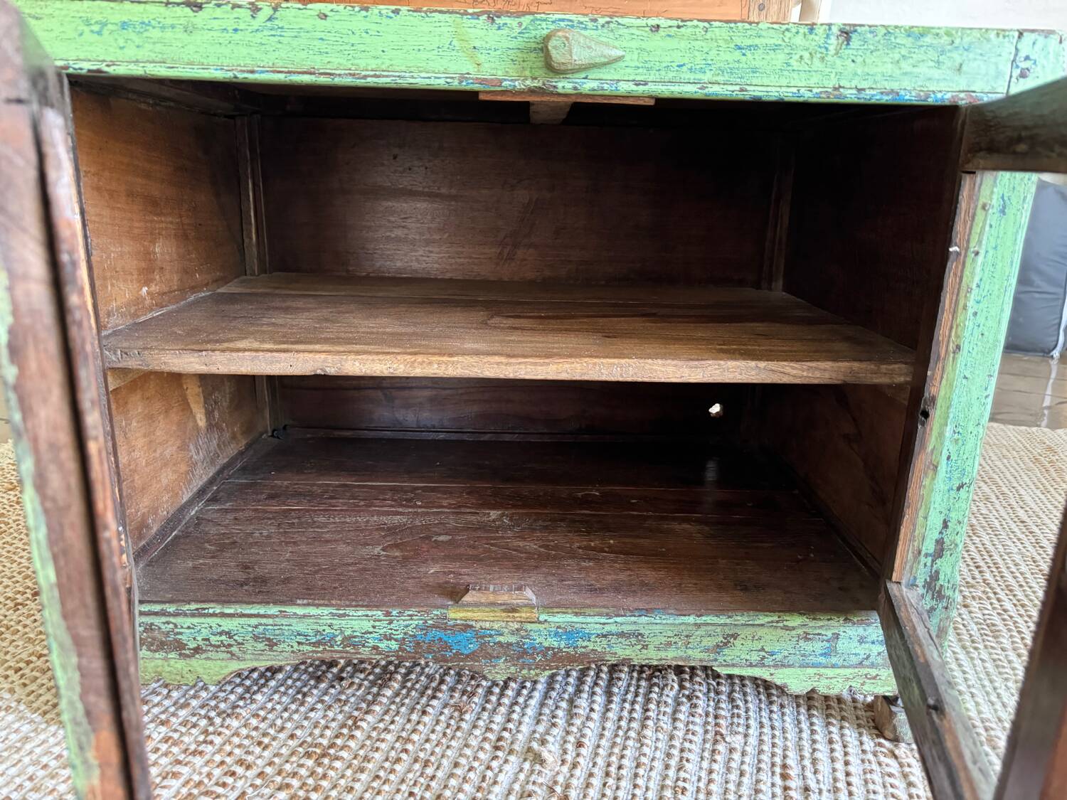 Small old Burmese piece of furniture in solid teak