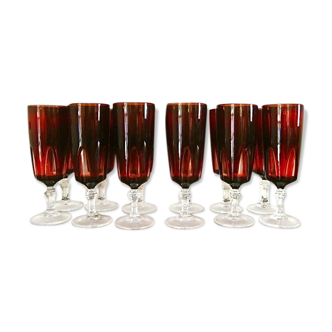 12 ruby red champagne flutes