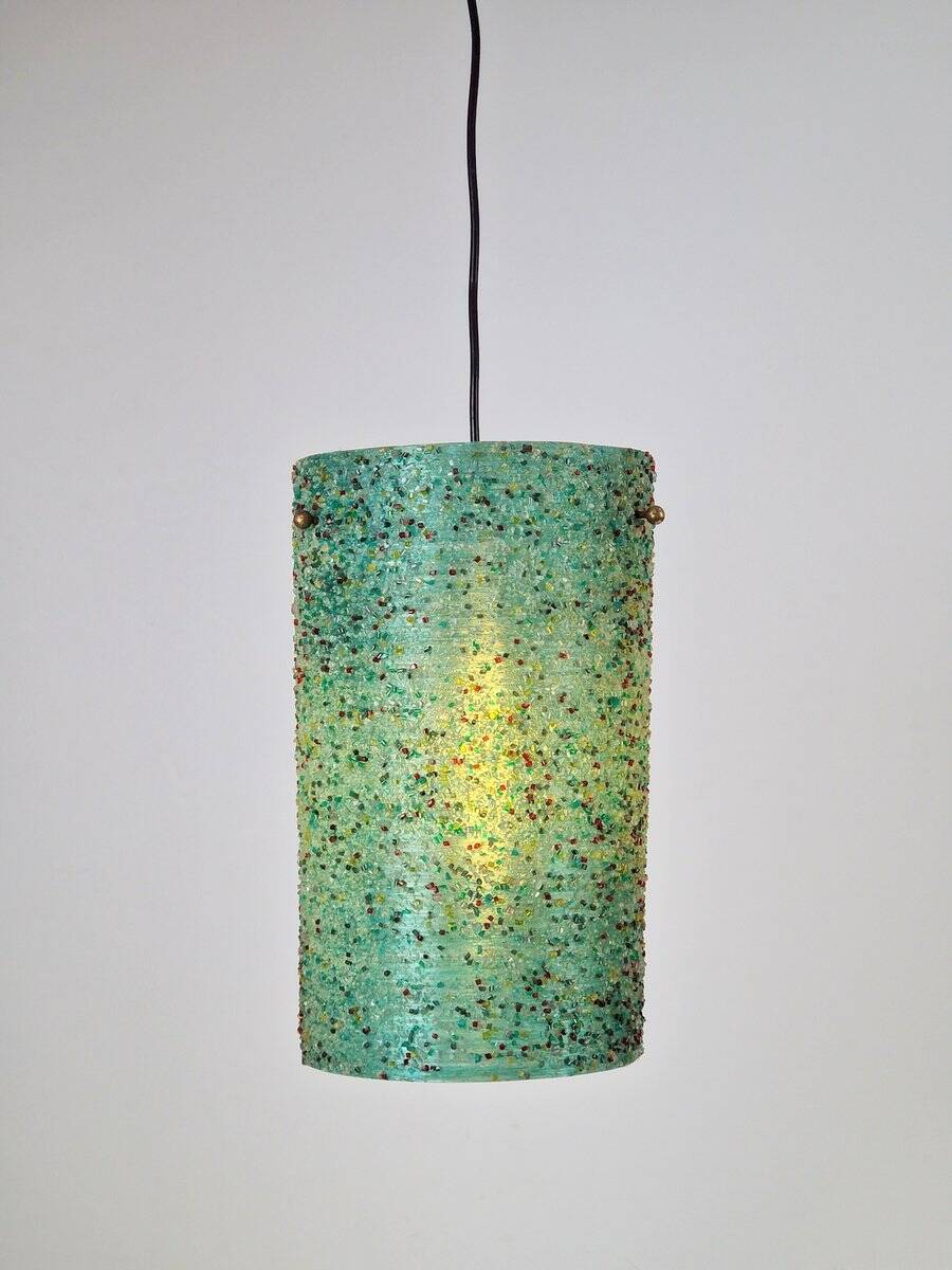 Green Polyester Sugar Tube Pendant Lamp by John and Sylvia Reid for Rotaflex, 1960s