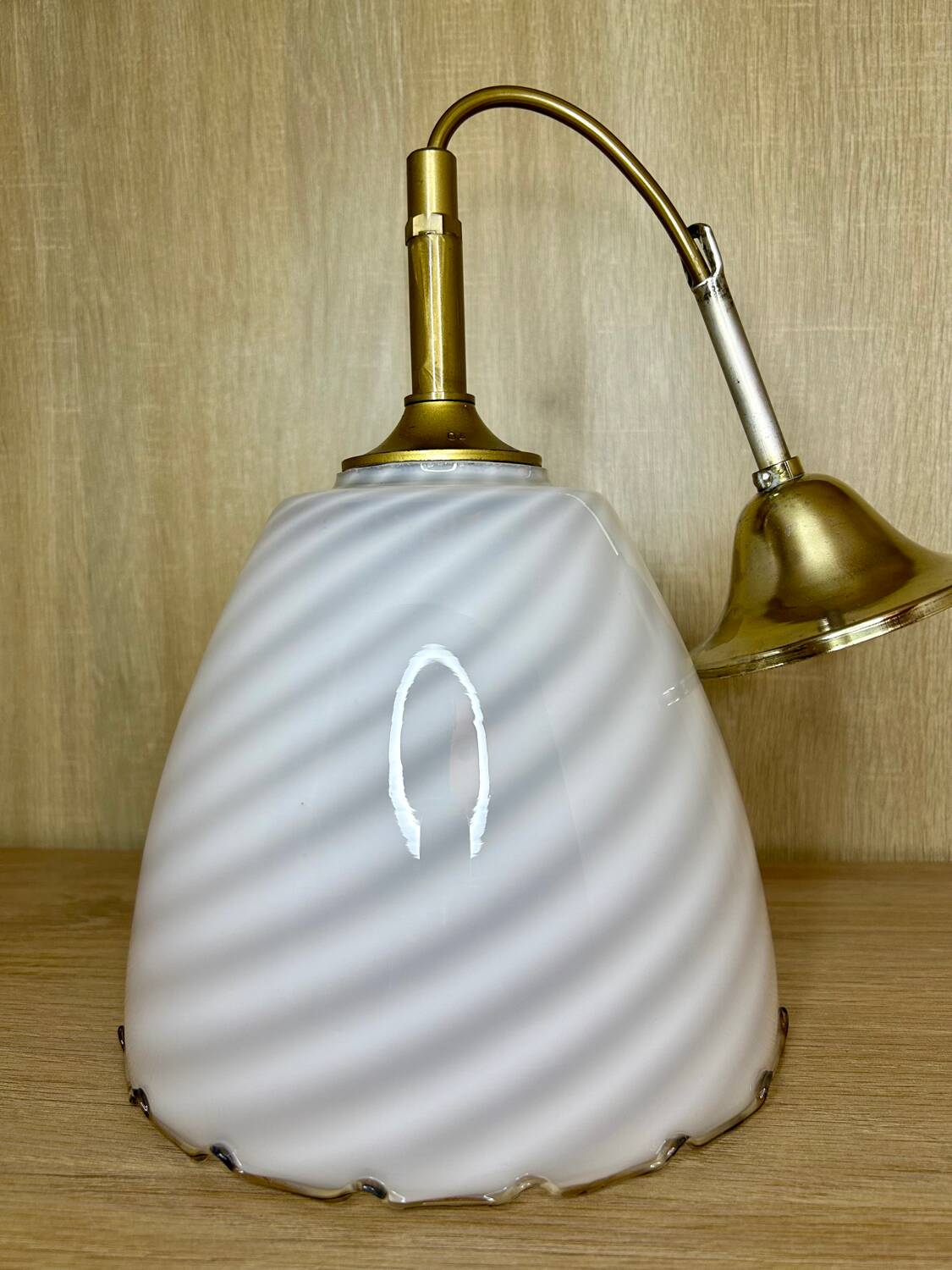 Lampe Suspension Murano Verre Blanc Et Caramel