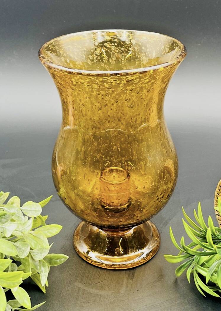 Biot orange bubble glass candle holder