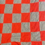 Vintage Granny Square Crochet Wool Throw