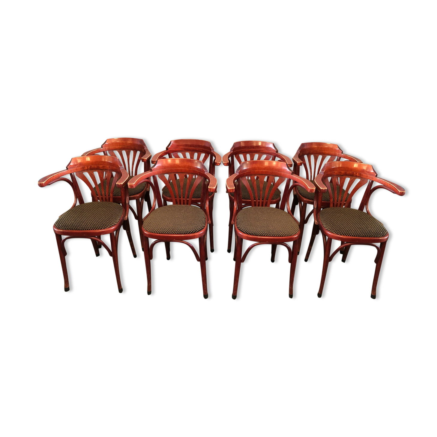 8 antique bistro armchairs