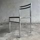 Chaise italienne chromée style Mid-Century avec assise en sangles naturelles — Structure chromée argentée