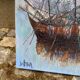 Oil painting on canvas by Luc Verger, boats, 90x60cm.