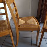 3 Monobloc straw bistro chairs from the 60s/70s