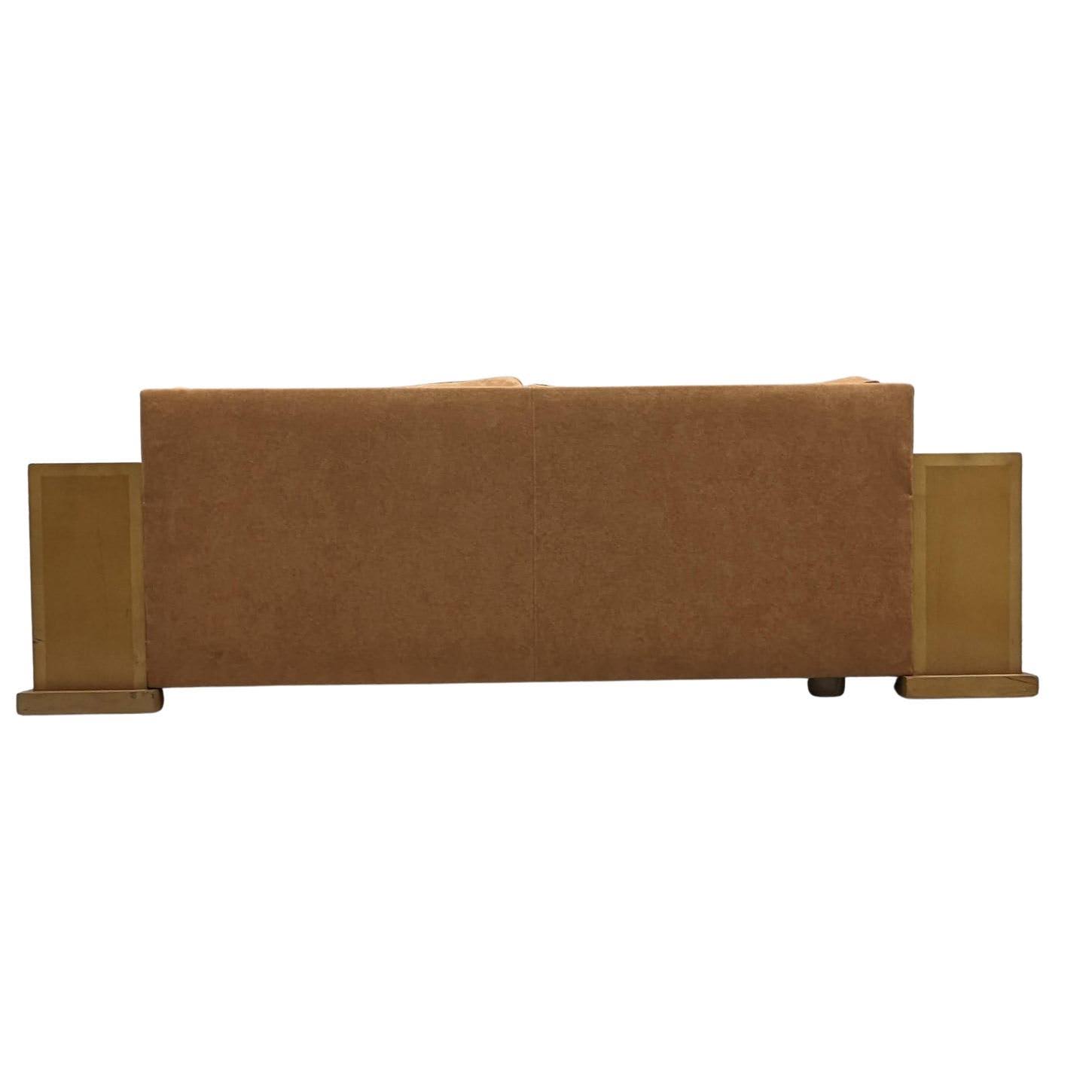 Key Largo Hugues Chevalier sofa Art Deco style in sycamore and suede