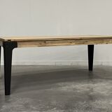 Industrial extendable dining table in wood and metal, 10/12 place settings