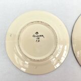 2 enamelled earthenware plates signed HB Quimper • Embroidery or beaded decoration by Pierre Poquet in relief