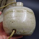 Pair of bedside lamps in stoneware and wool lampshades - Vintage around 1970