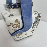 Planter, cache pot, Gien earthenware, rich decoration, Italian Renaissance, winged angel, antique decoration