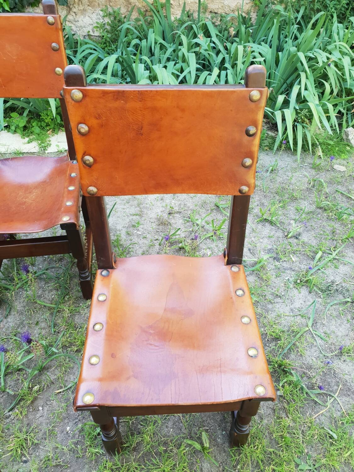 Series of 6 leather chairs 1970