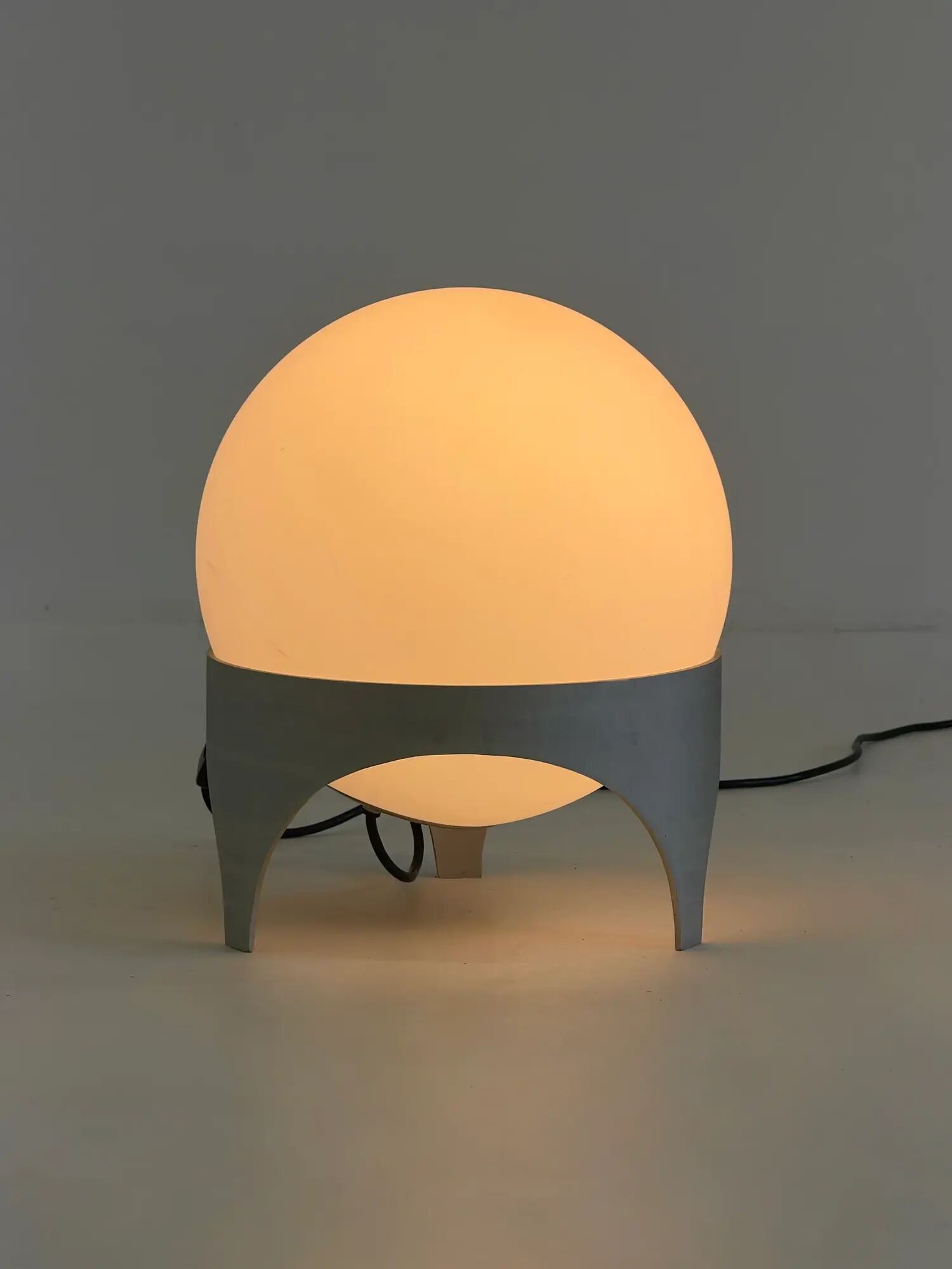 Vintage Space Age table lamp with glass globe and aluminium base
